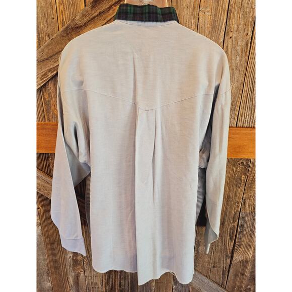 Panhandle Slim vintage chambray striped long sleeve button up XL 17.5 western ^ - Picture 3 of 10